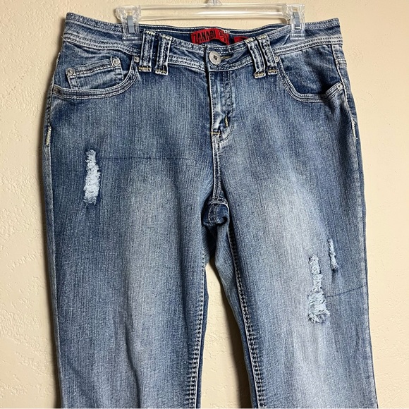 Zana Di Jeans Juniors Size 15/16 Distressed Blue Bootcut Low Rise Jeans - Picture 6 of 14
